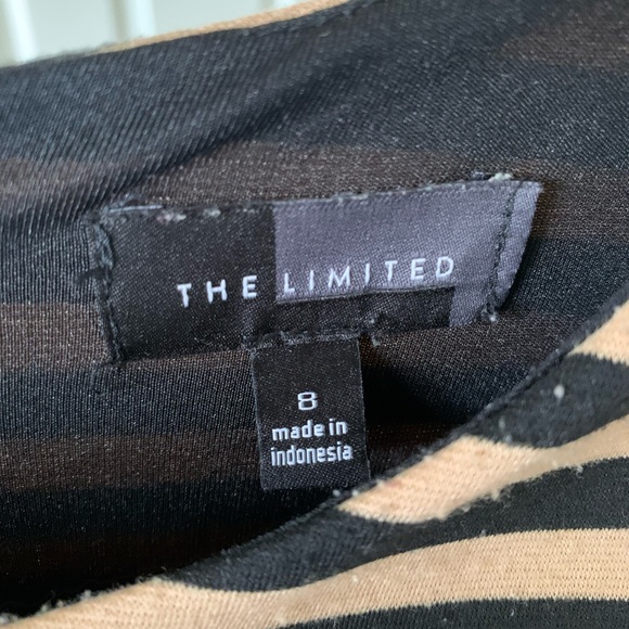 Black and tan striped midi dress - great for fall and winter! - Picture 3 of 3